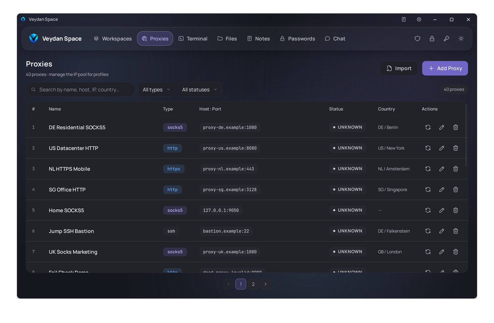 Proxies in Veydan Space